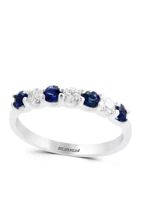 Natural Sapphire and 0.25 ct. t.w. Diamond Band Ring In 14k White Gold