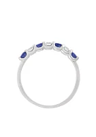 Natural Sapphire and 0.25 ct. t.w. Diamond Band Ring In 14k White Gold