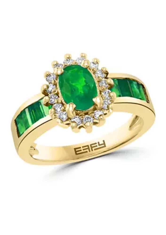 1/4 ct. t.w. Diamond and 1.52 ct. t.w. Emerald Ring in 14K Yellow Gold