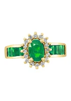 1/4 ct. t.w. Diamond and 1.52 ct. t.w. Emerald Ring in 14K Yellow Gold