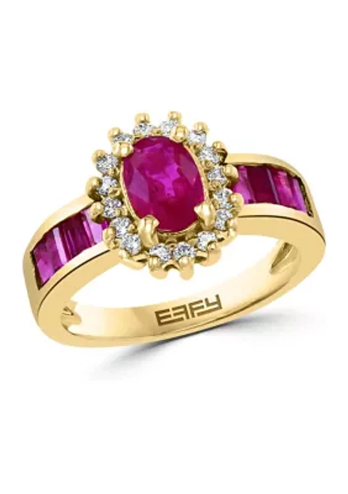 1/4 ct. t.w. Diamond and 1.94 ct. t.w. Ruby Ring in 14K Yellow Gold 