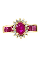 1/4 ct. t.w. Diamond and 1.94 ct. t.w. Ruby Ring in 14K Yellow Gold 