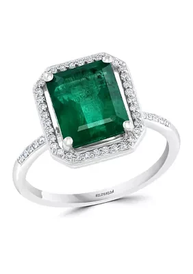 2.95 ct. t.w. Natural Emeralds and 1/6 ct. t.w. Diamonds Ring in 14k White Gold 