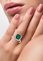 2.95 ct. t.w. Natural Emeralds and 1/6 ct. t.w. Diamonds Ring in 14k White Gold 