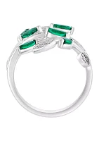 Diamond and Natural Emerald Ring in 14K White Gold