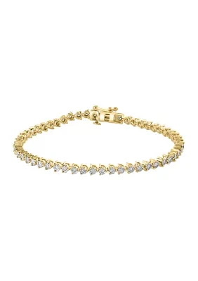 14K Two-Tone Gold Diamond Miracle Set Tennis Bracelet 