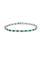 Emerald and White Sapphire Bracelet in 14K White Gold