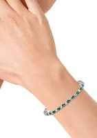 Emerald and White Sapphire Bracelet in 14K White Gold