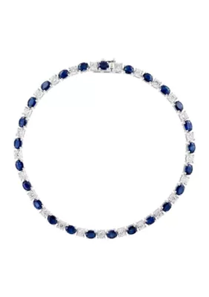 Diamond and Sapphire Bracelet in 14K White Gold