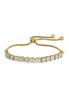 1/10 ct. t.w. Diamond Bolo Bracelet in Gold Over Silver 