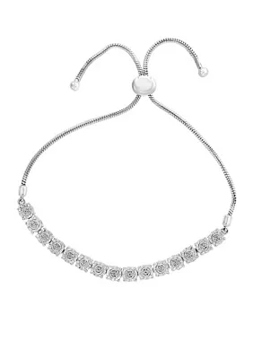 Sterling Silver Diamond Illusion Bolo Bracelet