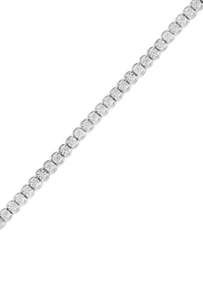 Sterling Silver 1/2 ct. t.w. Diamond Illusion Tennis Bracelet