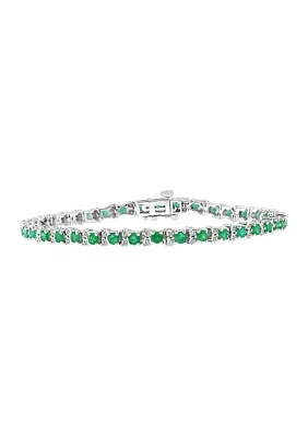 2.99 ct. t.w. Emerald and 1/5 ct. t.w. Diamond Tennis Bracelet in Sterling Silver