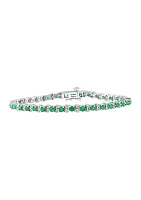 2.99 ct. t.w. Emerald and 1/5 ct. t.w. Diamond Tennis Bracelet in Sterling Silver