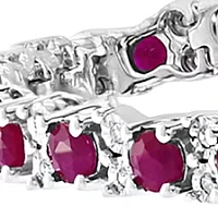 3.87 ct. t.w. Natural Ruby and 1/5 ct. t.w. Diamond Tennis Bracelet in Sterling Silver