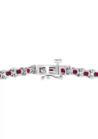 3.87 ct. t.w. Natural Ruby and 1/5 ct. t.w. Diamond Tennis Bracelet in Sterling Silver