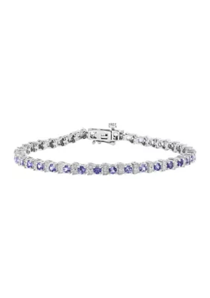 Silver Diamond Tanzanite Bracelet 