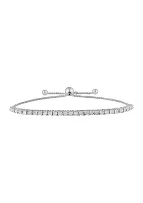 Sterling Silver 1/4 ct. t.w. Diamond Miracle Set Bolo Bracelet