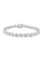 3/8 ct. t.w. Diamond Cluster 'S' Design Tennis Bracelet in Sterling Silver