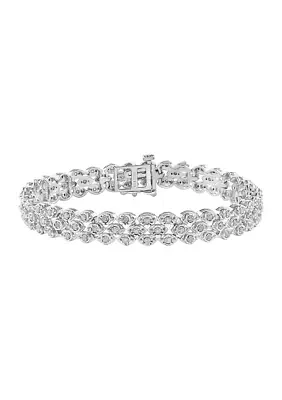 3/4 ct. t.w. Diamond 3 Row Tennis Bracelet in Sterling Silver