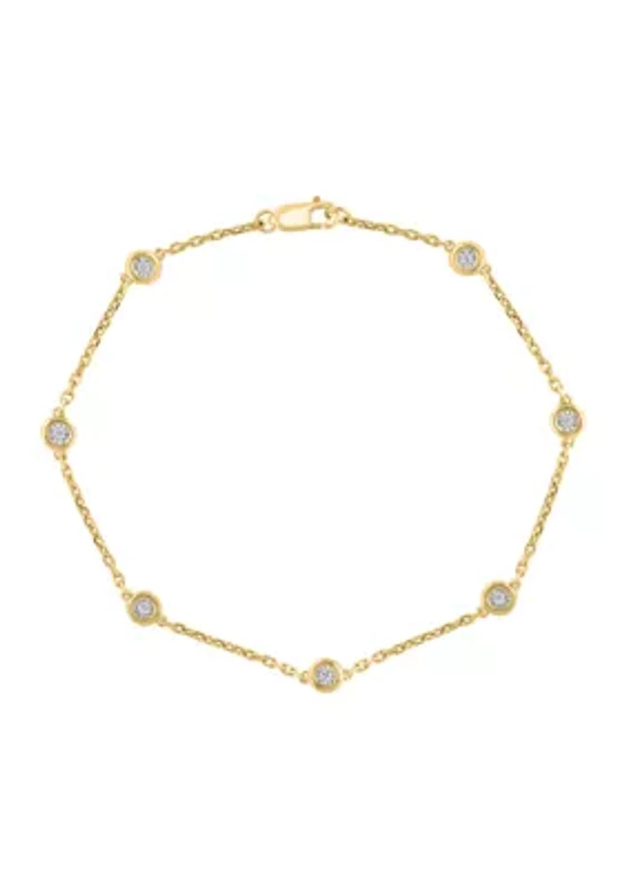 Miracle Set Diamond Station Bracelet in Gold-Plated Sterling Silver 