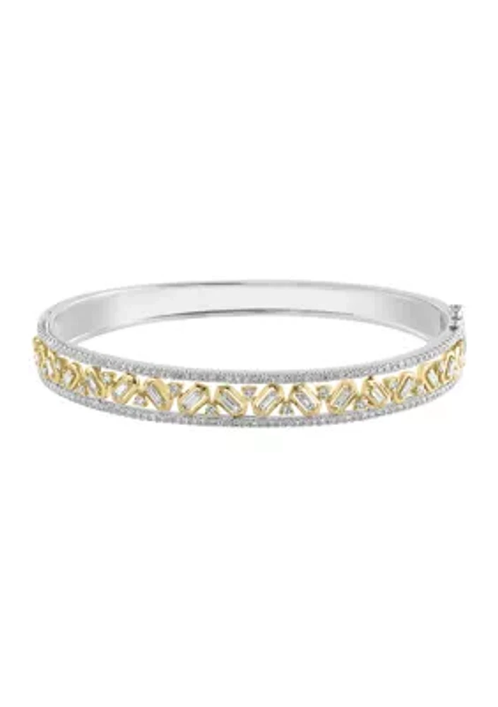 Diamond Bangle Bracelet in 14K Two Tone Gold