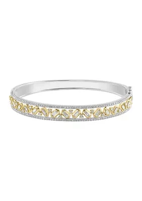 Diamond Bangle Bracelet in 14K Two Tone Gold