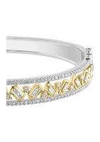 Diamond Bangle Bracelet in 14K Two Tone Gold