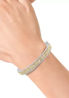 Diamond Bangle Bracelet in 14K Two Tone Gold