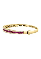 Diamond and Ruby Bangle Bracelet in 14K Yellow Gold