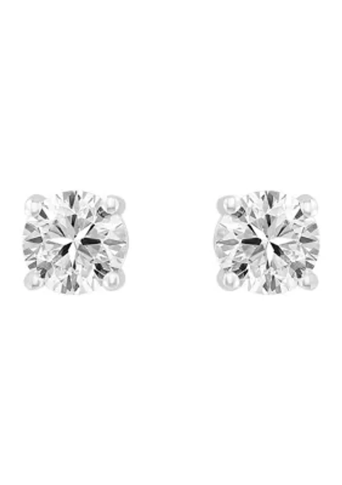 Lab Created 14K White Gold Lab Grown Diamond Earrings (With 3/4 ct. t.w. Center Size Each) 