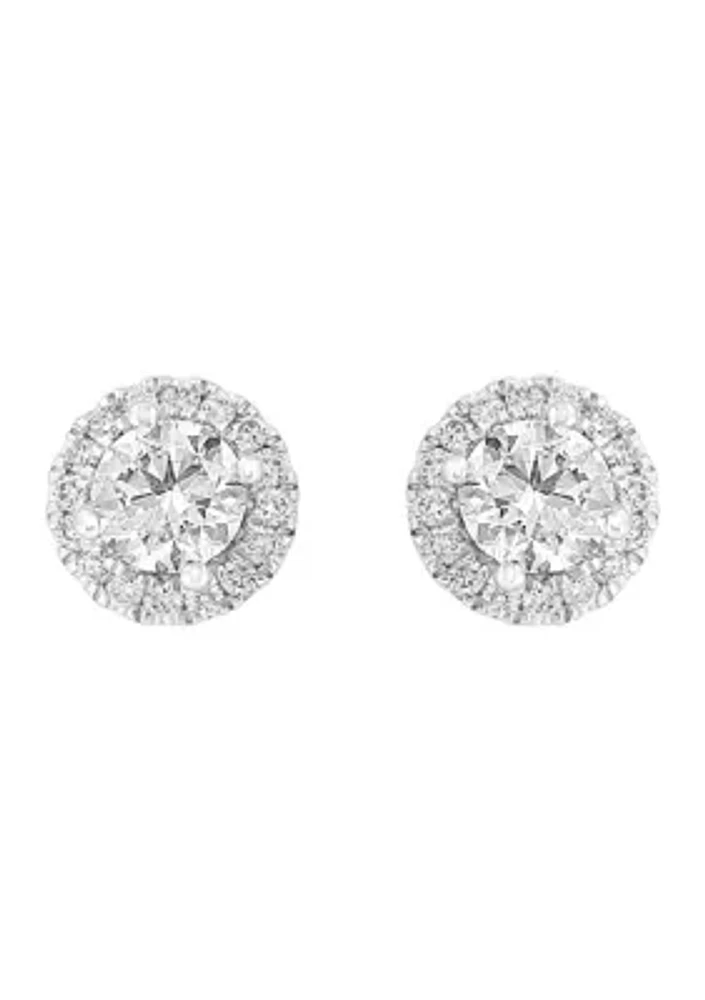 Lab Created 14K 14k White Gold Lab Grown Diamond, Earrings (With 3/8 ct. t.w. Center Size) 