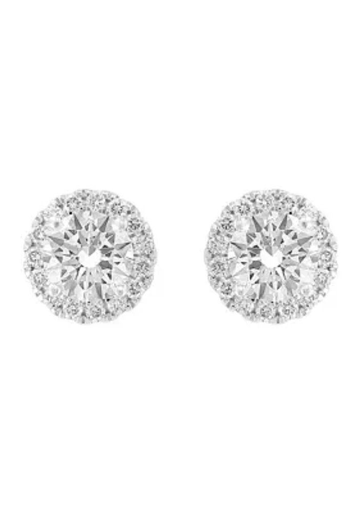 Lab Created 14K White Gold Lab Grown Diamond Earrings (With 3/4 ct. t.w. Center Size) 