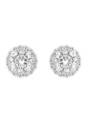 Lab Created 14K White Gold Lab Grown Diamond Earrings (With 3/4 ct. t.w. Center Size) 