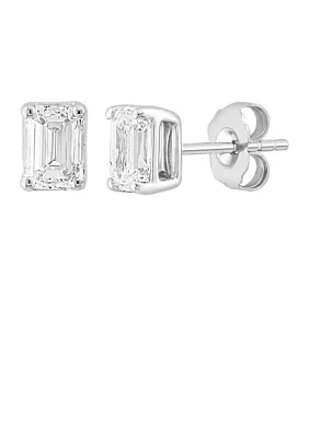 1.45 ct. t.w. Lab Created Diamond Emerald Cut Stud Earrings in 14K White Gold