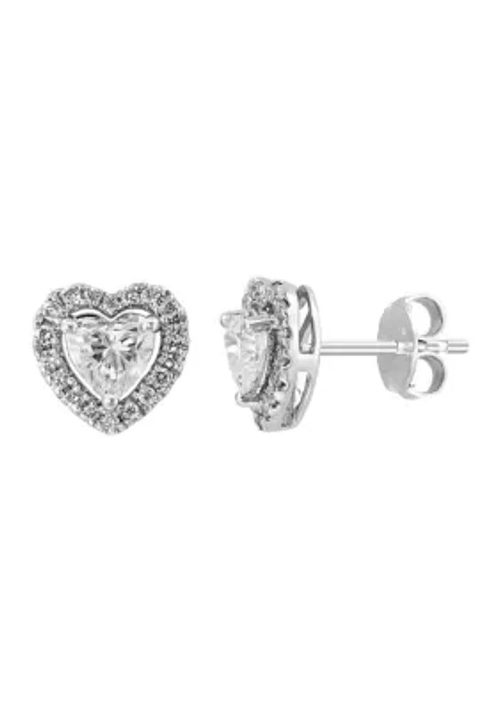 Lab Created Diamond Heart Earrings in 14K White Gold