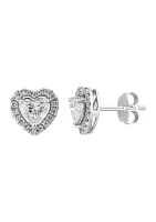 Lab Created Diamond Heart Earrings in 14K White Gold