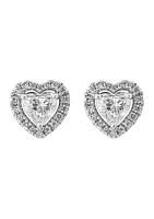 Lab Created Diamond Heart Earrings in 14K White Gold