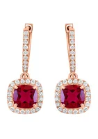 Lab Grown Diamond and Ruby Earrings in 14K Rose Gold