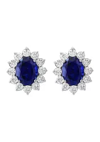  14K White Gold Lab Grown 1.53 ct. t.w. Diamond, Lab Grown Sapphire Earrings