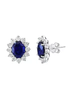  14K White Gold Lab Grown 1.53 ct. t.w. Diamond, Lab Grown Sapphire Earrings