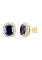 Lab Grown Diamond and Sapphire Earrings in 14K Yellow Gold