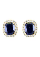 Lab Grown Diamond and Sapphire Earrings in 14K Yellow Gold