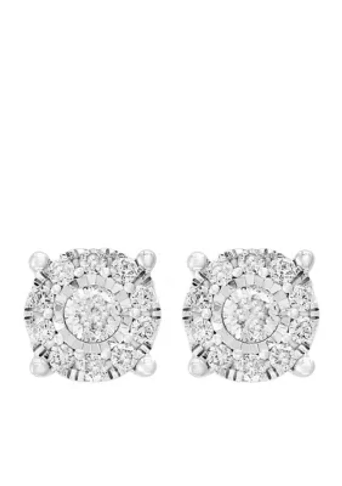 1/2 ct. t.w. Diamond Illusion Earrings in Sterling Silver 