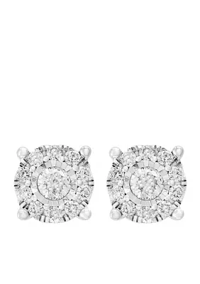 1/2 ct. t.w. Diamond Illusion Earrings in Sterling Silver 