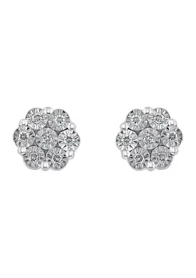 1/6 ct. t.w. Diamond Cluster Earrings in Gold Over Silver 