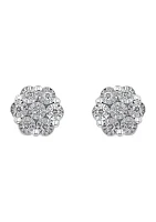 1/6 ct. t.w. Diamond Cluster Earrings in Gold Over Silver 