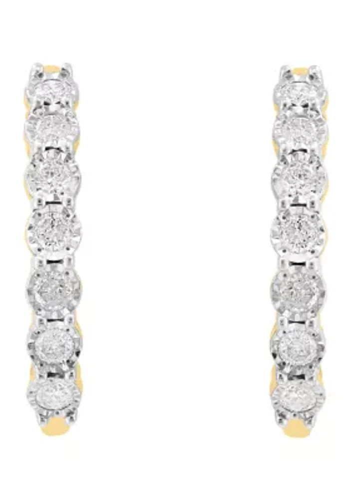 1 ct. t.w. Diamond Earrings in 14K Gold Plated Sterling Silver 