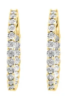 Diamond Hoop Earrings in Gold Over Silver