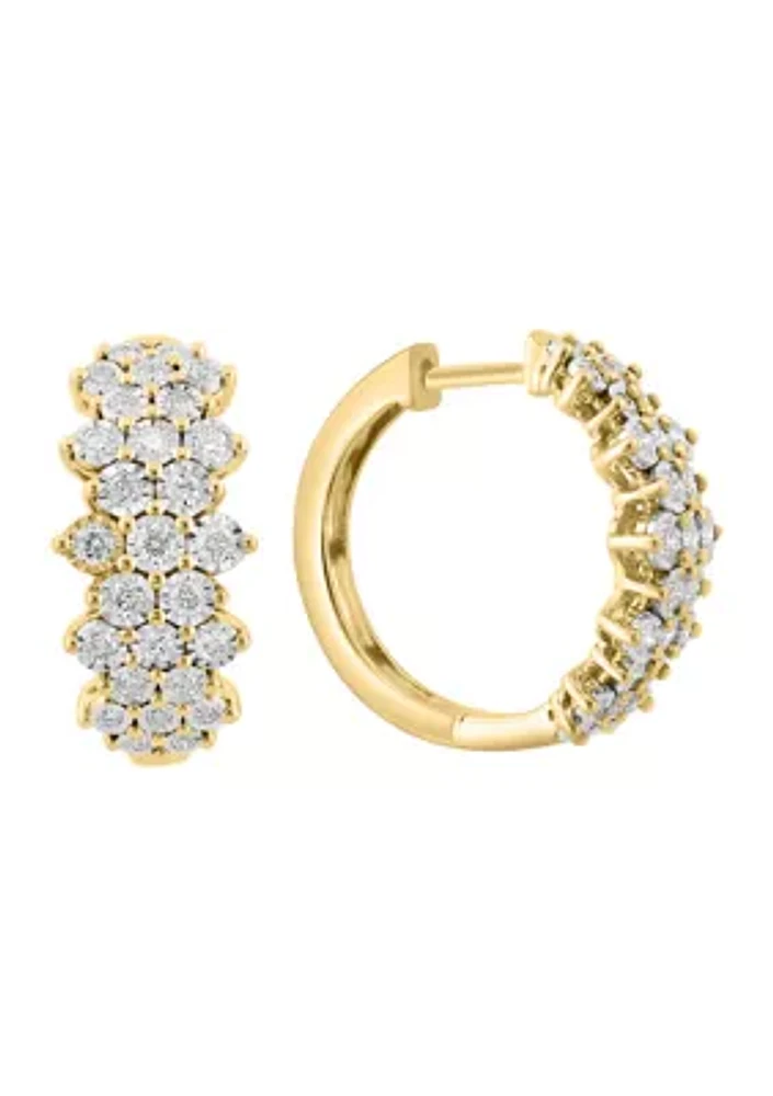 Diamond Hoop Earrings in 14K Two Tone Gold